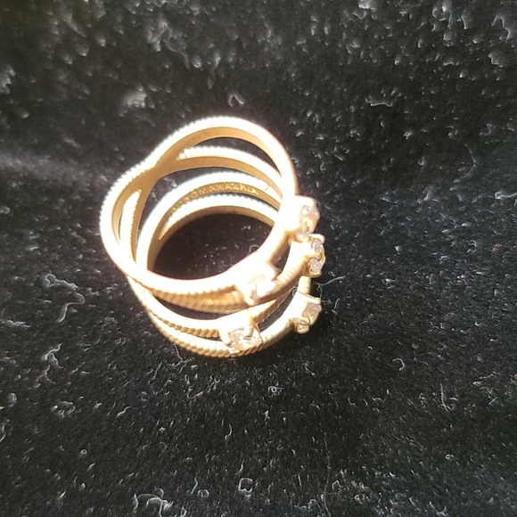 BCBG Gold/Crystal Stacked Ring-New! - Picture 3 of 9